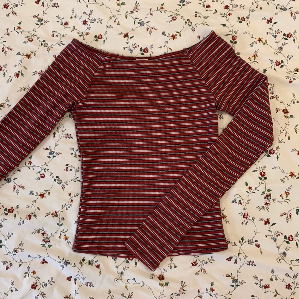 striped maroon long sleeve